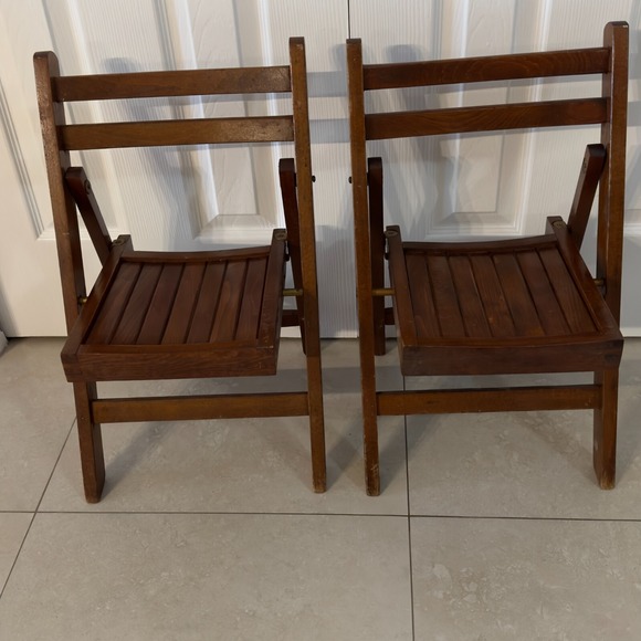 2 Rustic Cottage Mid Century LoBecoRomania Slatted Childs Chair Folding Wooden